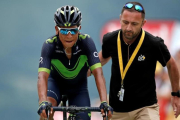 Nairo Quintana, tras cruzar la meta en Peyragudes.-REUTERS / BENOIT TESSIER