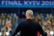 El entrenador francés, la víspera de la final contra el Liverpool en Kiev.-/ KAI PFAFFENBACH