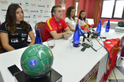 Eli Pinedo, Jorge Dueñas, Begoña Fernández y Macarena Aguilar en la rueda de prensa previa al encuentro de hoy. / ÁLVARO MARTÍNEZ-