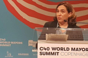 Ada Colau, en su intervención en la Cumbre mundial de grandes ciudades comprometidas con la emergencia climatica en Copenhague.-AYUNTAMIENTO DE BARCELONA