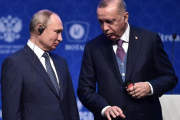 El presidente ruso, Vladimir Putin (izquierda), y su homólogo turco, REcep Tayyip Erdogan, durante la inauguración del nuevo gasoducto, en Estambul.-OZAN KOSE (AFP)