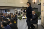 La vicepresidenta, Soraya Sáenz de Santamaría, en un un desayuno informativo en València.-/ MIGUEL LORENZO