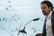 Pablo Iglesias, en el desayuno informativo de Europa Press, en Madrid.-SANTI DONAIRE