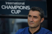 Ernesto Valverde, en el banquillo del FedEx Field, durante el partido ante el Manchester United.-CARLOS BARRIA
