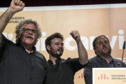 Joan Tardà, Gabriel Rufián y Oriol Junqueras.-CARLOS MONTAÑÉS