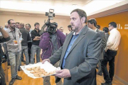 Junqueras, en la celebración de ERC de los resultados del 9-N.-Foto:  JOAN PUIG