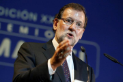 El presidente del Gobierno, Mariano Rajoy, durante su intervención en la entrega de la XXIX edición de los Premios Macael.-EFE