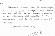 Nota manuscrita de Marta Ferrusola, en la que se identifica como "madre superiora".-