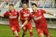 Sergi Enrich celebra el gol que marcó al Zaragoza.-Diego Mayor