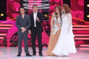 Blas Cantó, el presentador Manel Fuentes, Rosa López y Lorena Gómez, en la final de 'Tu cara me suena'.-ATRESMEDIA