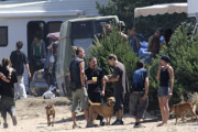 Los participantes de la acampada ilegal celebrada en agosto ocupan Pinar Grande con sus coches. / V. G.-