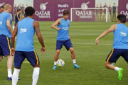 Sergi Roberto, durante el entrenamiento de este jueves en la ciudad deportiva del Barça.-Foto: FC BARCELONA