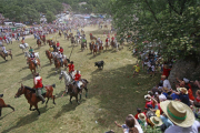 Caballistas en La Saca de San Juan 2019, la última celebrada en Soria. HDS