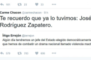 El tuit de Chacón en respuesta a Errejón.-TWITTER / @carmechacon