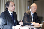 Pere Viñolas y Juan José Brugera, consejero delegado y presidente de Colonial.-CESAR CID