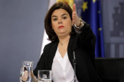 La vicepresidenta del Gobierno en funciones, tras el consejo de ministros.-JOSÉ LUIS ROCA