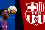 Yerry Mina durante su presentación en el Camp Nou.-EFE / ALBERTO ESTEVEZ