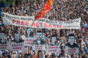 Manifestación en Pamplona en protesta por la sentencia del caso Alsasua.-/ ANDER GILLENEA (AFP)