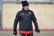Anquela en un entrenamiento de esta semana. / Valentín Guisande-
