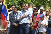 Juan Guaidó, presidente interino de Venezuela en un evento masivo.-AFP