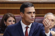 El presidente del Gobierno, Pedro Sánchez, en la sesión de control en el Congreso.-JAVIER LIZÓN (EFE)