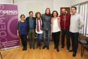 Ana Pacios (Ávila); Carlos Chávez, (Valladolid); Isabel Muñoz, (Salamanca); Pablo Fernández, candidato a la Junta de Castilla y León y cabeza de lista por León, Natalia del Barrio, (Segovia); Ricardo López, (Palencia) y José Luis Sanjuan (Soria), en la in-Ical