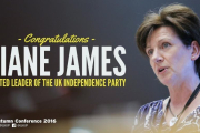 Foto de propaganda de Diane James, nueva líder del UKIP.-