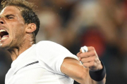 Nadal, exultante tras la victoria sobre Monfils.-EFE / TRACEY NEARMY