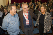 El alcalde de Zamora, Francisco Guarido; el secretario provincial de UGT, Angel del Carmen; y la vicepresidenta y consejera de Empleo de la Junta de Castilla y León, Rosa Valdeón; asisten al XII Congreso Provincial Ordinario de UGT de Zamora.-ICAL
