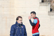 Arrasate en el entrenamiento del pasado miércoles en el anexo de Los Pajaritos.-Mario Tejedor