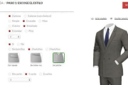 Captura de pantalla del configurador de trajes de la tienda online Tailor 4 less-