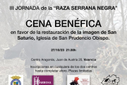 Cartel de la céna benéfica de la Casa de Soria en Valencia para ayudar a la restauración de un San Saturio.