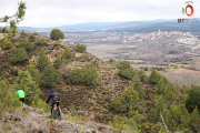 La prueba pinariega con la localidad de Abejar al fondo.