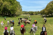 Caballistas esta mañana en el entrenamiento en Valonsadero.