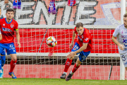 Nacho Pastor en un partido en Los Pajaritos con el Numancia.