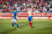 Alain Ribeiro durante el encuentro de la fase de ascenso ante el Utebo.