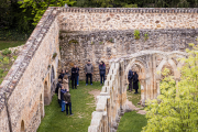 Los técnicos del Ministerio durante una visita reciente a los Arcos de San Juan de Duero.