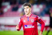 Óscar García en un partido de la temporada pasada con el primer equipo del Numancia.