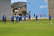 Los jugadores del equipo ribereño durante uno de los ejercicios