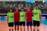 Los tres canteranos sorianos junto a los sorianos Lucas Lorente y Adrián Olalla, concentrados con la absoluta en Guadalajara.