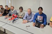 Los representantes sindicales del personal municipal, en rueda de prensa. J.A.C.