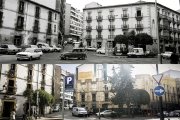 Arriba, el edificio de la plaza Jurados de Cuadrilla.  Abajo, imagen actual.