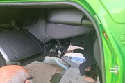 El simulador de vuelcos durante una de las actividades.