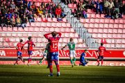 Varios jugadores rojillos se lamentan tras el segundo gol encajado ante el Guijuelo.