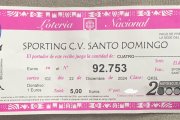 Una papeleta de la lotería de Navidad del C.V. Sporting San Domingo.