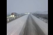 Nieve sobre la autovía A-15 esta mañana.