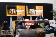 El consejero de Cultura, Gonzalo Santonja, y el director general de Turismo, Ángel González Pieras,en la presentación de la propuesta de la Junta para Fitur 2025.