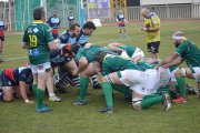 Una melé del encuentro disputado entre el Ingenieros y el Fénix Rugby