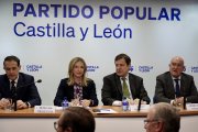 El presidente del PP de Castilla y León y la portavoz del PP en el Senado, Alfonso Fernández Mañueco y Alicia García, presiden la reunión del Consejo de Dirección del Grupo Parlamentario Popular del Senado
