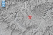 Señalización del temblor en un mapa del IGN.